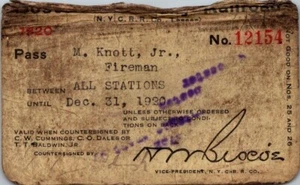 1920 Boston & Albany Railroad Pass - Fireman - Picture 1 of 2