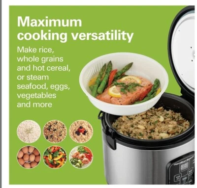 Arrocera y vaporizador de alimentos programable digital Hamilton Beach, 8 tazas cocinadas Foto 1 de 4