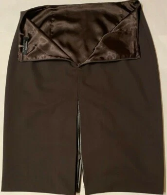 ELIE TAHARI BROWN SKIRT LEATHER & ZIP DETAILS FULLY LINED size US 10/UK 14/IT 46 - Image 1 of 4