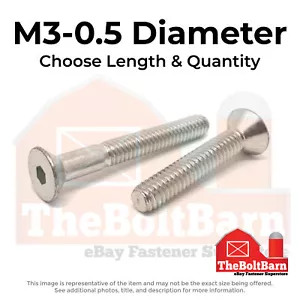 M3-0.5 Stainless A2-70 Flat Head Socket Cap Screws (Choose Length & Qty) - Picture 1 of 9