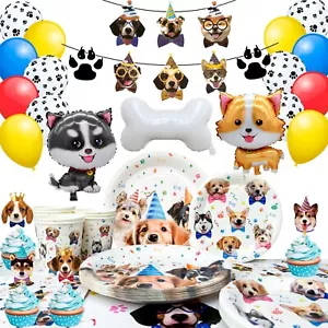 Puppy Birthday Party Supplies Dog Party Decoration Tableware Balloons Plates Cup - Picture 1 of 11