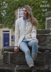 Knitting Pattern King Cole 4014 DK Cardigan Waistcoat & Socks Bust 34"-46" - Picture 1 of 3