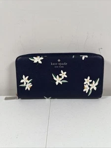 Kate Spade New York Schuyler Orange Toss Large Continental Wallet Navy Blue - Picture 1 of 4