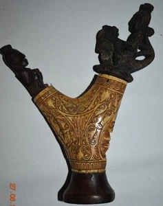 BATAK RITUAL SHAMANS ANTLER FIGURED BOX, LIZARD 1900S 8" PROV - Picture 1 of 6