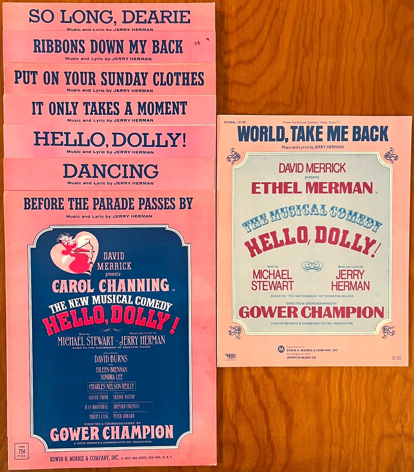 Ocho partituras musicales Jerry Herman Broadway 1964 y 1970 HELLO DOLLY Channing Foto 1 de 1