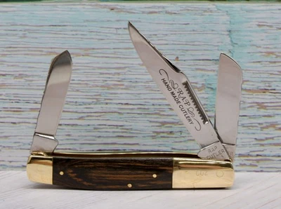 Cuchillo de colección LE RAP CUTLER, Colonial EE. UU. Premium Wood Stockman con trabajo de archivo personalizado Foto 1 de 4