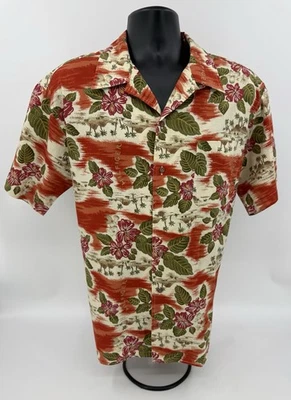 Camisa hawaiana de algodón Tommy Hilfiger roja floral Palm Tree Island para hombre XL NUEVA SIN ETIQUETAS Foto 1 de 4