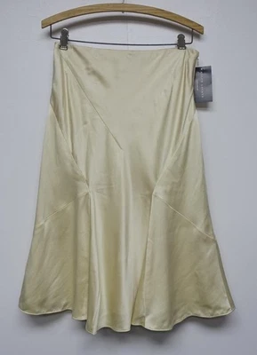 NEW RALPH LAUREN Sz 4 Lt Gold 100% Silk Lined Bias Cut Fit-n-Flare Y2K Skirt NWT - Image 1 of 4