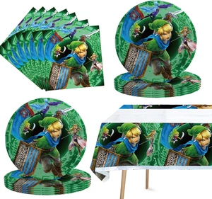 41Pack Zelda Birthday Decorations, 20 Plates, 20 Napkins and 1 Tablecover for Ze - Picture 1 of 12