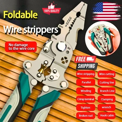 Foldable Wire Stripping Tool Electrical Pliers For Electrician 🚚Free Shipping