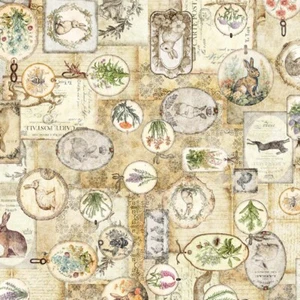Quilting Patchwork Sewing Fabric Hunny Bunny Frames Allover 50x55cm FQ - Picture 1 of 4