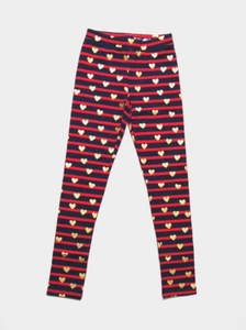 J.CREW CREWCUTS NAVY RED STRIPED HEARTS ELASTIC WAIST STRETCH LEGGINGS Sz 12 - Picture 1 of 2