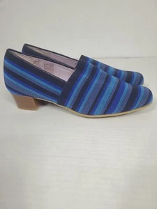 SAS Brenda Pumps Blue Striped Fabric Comfort Shoes Slip On Dress Women Sz 8.5 N - Picture 1 of 11