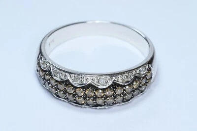 White Gold Cognac and Colorless Diamonds Wedding Band Ring  - Image 1 of 4