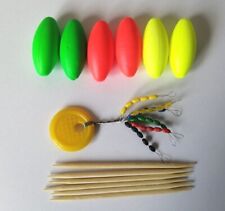 SET OF 6 X ADJUSTABLE FLUORESCENT COLOURED BUNGS/STRIKE INDICATORS WITH STOPPERS