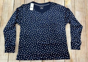 NWT Women Nautica Polka Dot Blue White Sleep Longsleeve Shirt Soft Fleece Small - Picture 1 of 6