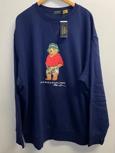 POLO RALPH LAUREN Big & Tall Navy Beach POLO BEAR Fleece Crewneck Sweatshirt NWT - Picture 1 of 5