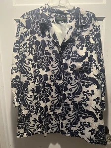 HARVE BENARD WOMAN LINEN RAYON JACKET Long Fully Lined XL? - Picture 1 of 3