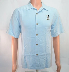 Disney Parks Collection Tommy Bahama MIckey Blue Silk Shirt Sz Small S NEW RARE - Picture 1 of 7