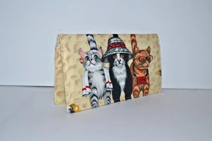 Soporte para cubierta de chequera con panel protector de copia de carbono/soporte para cupones gatos en la playa - Imagen 1 de 3