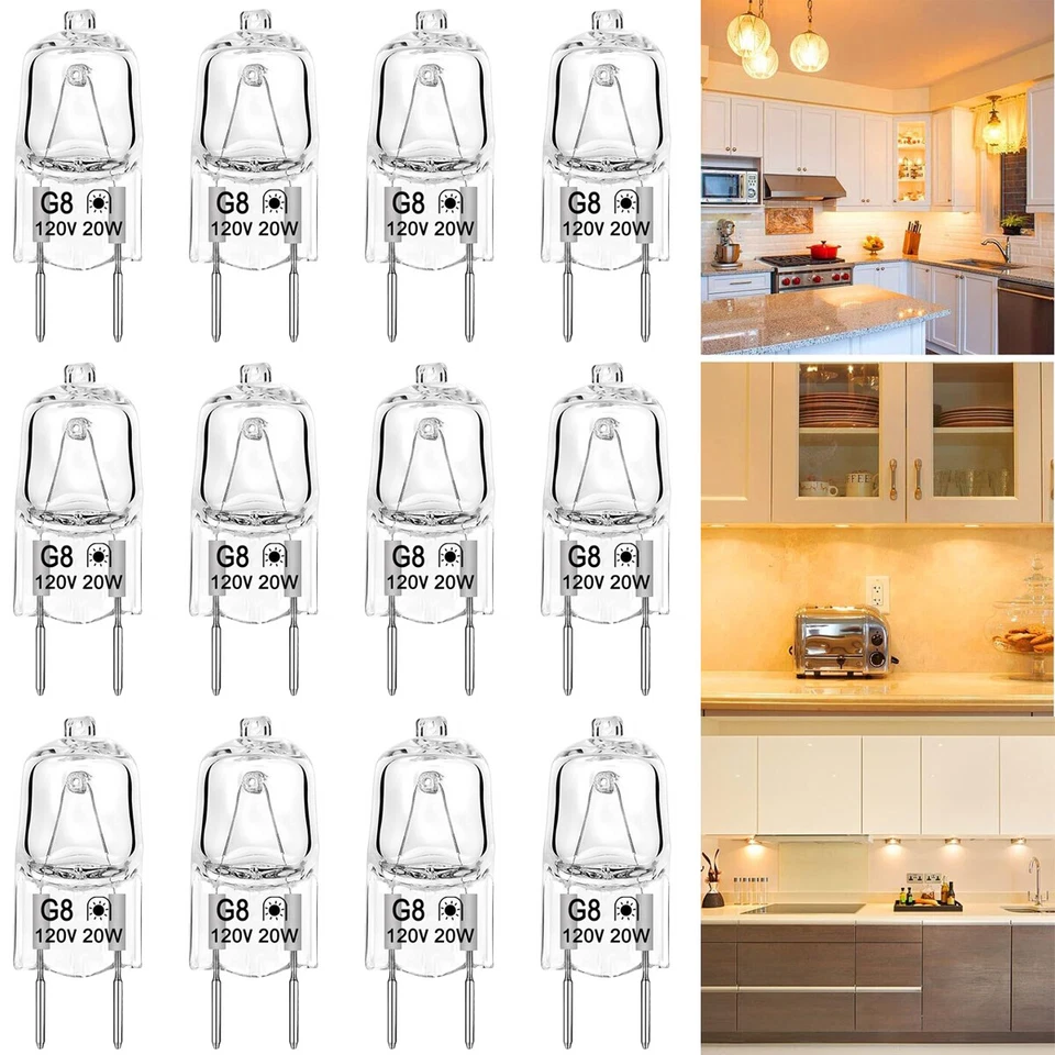 12 Pack G8 Base JCD Type Light Bulb 20W/35W/50W Bulbs 120V 2700K Warm White - Image 1 of 4