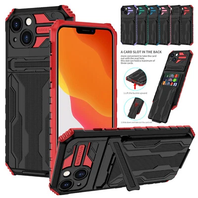 Kickstand Holder Card Slot Case For iPhone 15 14 13 12 11  Pro Max XR XS 87 Plus - Image 1 of 4