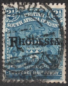 Sobreimpresión SG103 1909 21/2 d RHODESIA en edición de la compañía británica de Sudáfrica - Imagen 1 de 2