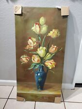 S  Life Oil Painting  On Canvas  Large 48" X16" In  Good Condition 