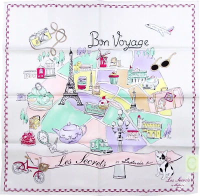 Lenço Les Secrets by Laduree Paris mapa de Paris Bon Voyage cinza claro 50cm - Imagem 1 de 4
