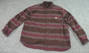 Carhartt Mens 2XL Rugged Flex Flannel Fleece Lined Thick Shirt Shacket Striped - Picture 1 of 17
