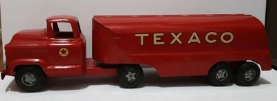 Vintage Buddy L 24 in. Texaco Tanker Truck Toy Pressed Steel Red 1950's VF-NM - Image 1 of 4