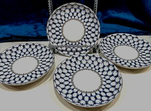 Russian Imperial Porzellan Kobalt Netz 6,5" Lomonossow Brot & Butter Teller NEU 3 - Bild 1 von 8