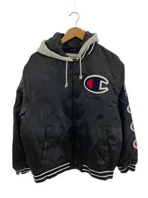 Chaqueta Universitaria Supreme X Champion 18AW Con Capucha Satén, Grande, Poliéster, Negra Foto 1 de 4