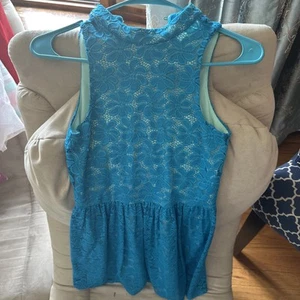 Girls Penelope Tree Dress Sleeveless Blue Lace Daisy pattern Lined Sz 10gorgeous - Picture 1 of 10