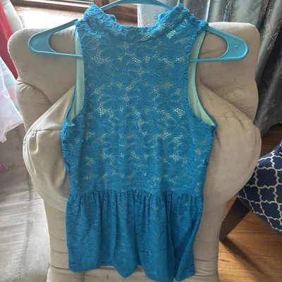 Vestido Penélope Tree para niñas sin mangas azul encaje patrón margarita forrado talla 10 precioso Foto 1 de 4