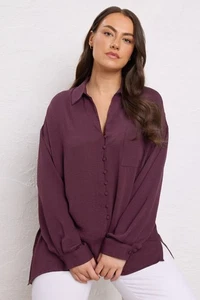 Evans Curve Women's Plus Size Dipped Hem Oversized Shirt - Picture 1 of 15
