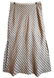 J.CREW Gwyneth Slip Skirt Striped Linen Beige Black CI812 Sz L Petite Spring 25 - Picture 1 of 21