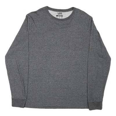 LEE Mens Grey Long Sleeve Crew Neck T-Shirt M Cotton Blend Comfortable Fit - Image 1 of 4