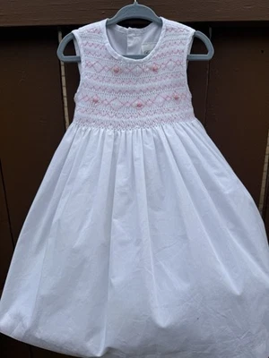 Vtg Rare Editions Smocked Floral Embroidered White & Pink Dress Size 2T - Image 1 of 4