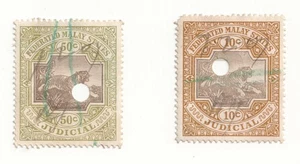 ESTADOS FEDERADOS MALAYOS FMS TIGRE JUDICIAL 10c y 50c sin marcar - RARO - Imagen 1 de 1