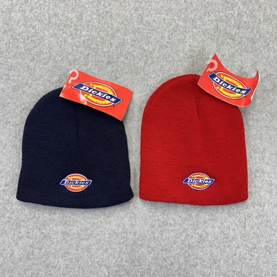 NWT Dickies Lot of 2 Skull Knit Beanies Hat in Blue / Red New Stitched - Image 1 of 4