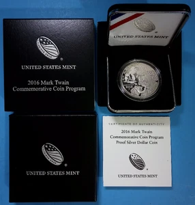 2016 Mark Twain Commemorative Coin Program Silver Proof Dollar US Mint - Picture 1 of 6