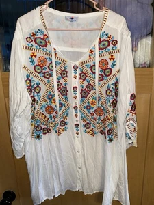 Sunny Oceans Women's Tunic L/XL Embroidered Colorful - Picture 1 of 6
