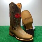 Women's Western Cowgirl Square toe Rose embroidered boots Bota Vaquera Rosas