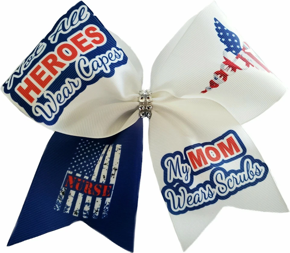 Not all Heroes Wear Capes " Nurses" Ribbon Cheer Bow  - Image 1 of 1