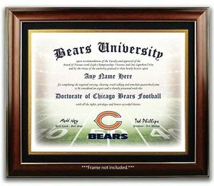 CHICAGO BEARS NFL Football Fan Certificate / Diploma Man Cave GIFT Christmas - Picture 1 of 2