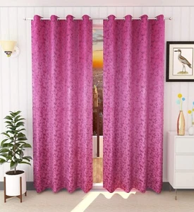 2 Piece Premium Suede Velvet Curtains Long Door 9 feet Pink - Picture 1 of 3