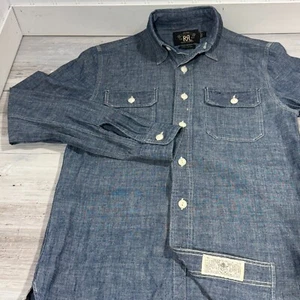RRL Ralph Lauren Womens Cotton Indigo Chambray Denim Shirt Button Down Blouse 1 - Picture 1 of 10