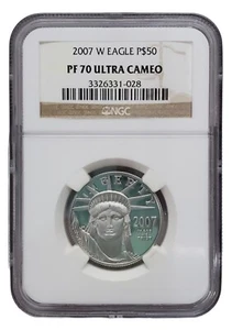 Rare 2007 W $50 Platinum Eagle Coin NGC PF 70 PR 70 Ultra Cameo PM0031 - Picture 1 of 2