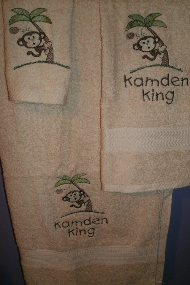 Monkey in a Tree 3 Piece Bath Towel Set  Any Color Choice  - Image 1 of 1